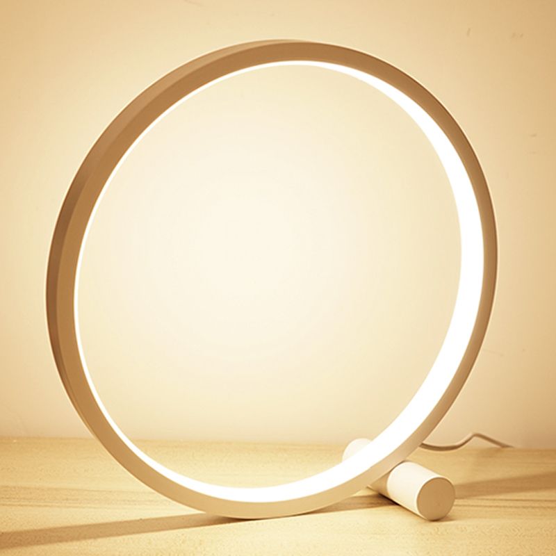 Circle Night Table Lamp Modern Style Metal 1 Light Nightstand Lamp