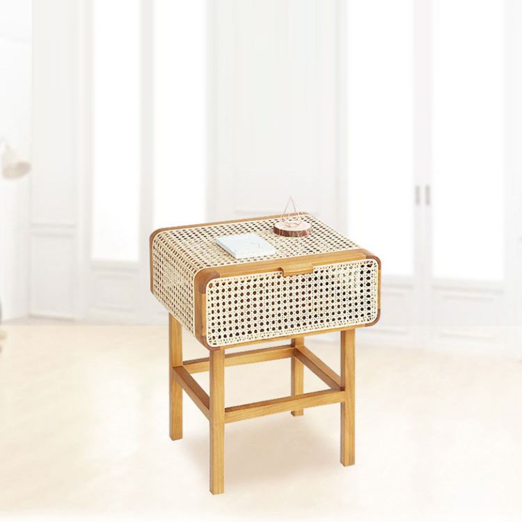 Rattan Night Table Modern Minimalist Bedside Table with Legs