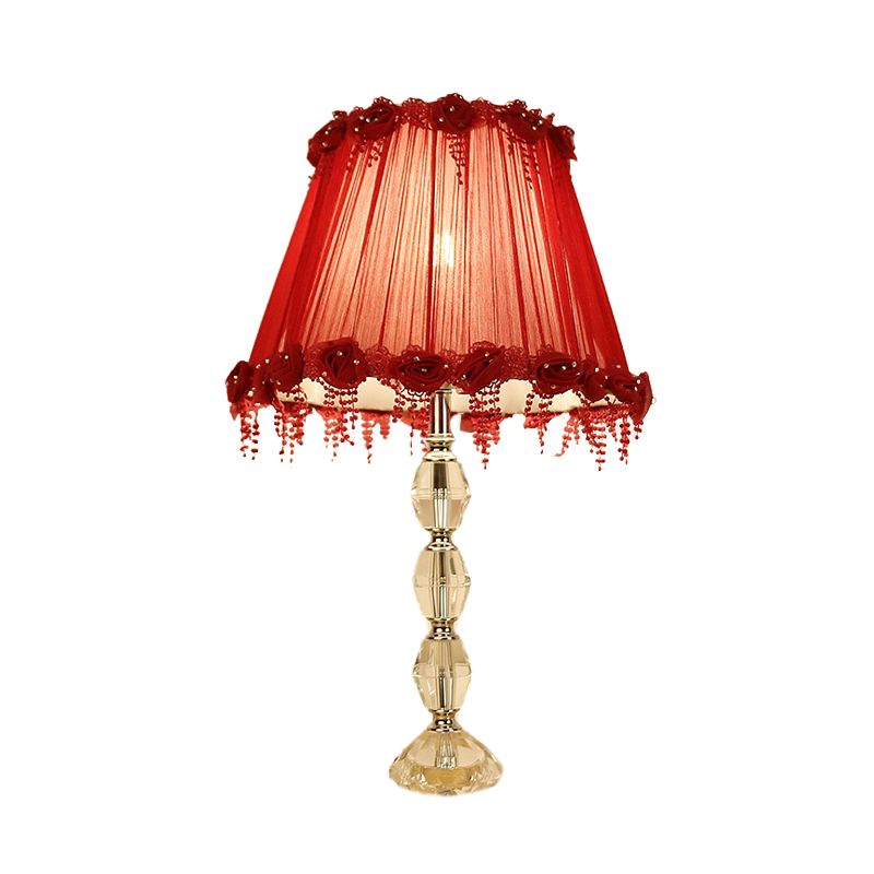 1 table de bulbe Light Traditionalisme fleur lampe de nuit cristallin prismatique en rouge pour le salon