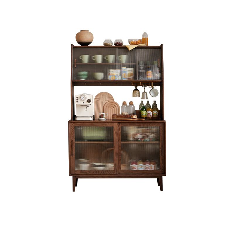 Modern Style Espresso Sideboard Solid Wood with Sliding Door