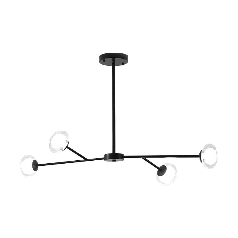 4 Lights Branch Pendant Lighting Simple Style Metallic Chandelier in Black for Kitchen Bedroom