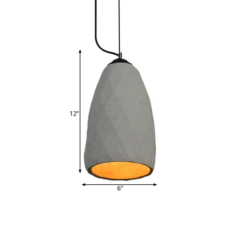 Vintage koepel/ovaal plafondlicht 1-licht cement mini hangende hanglamp in grijs, 6 "/10" breedte