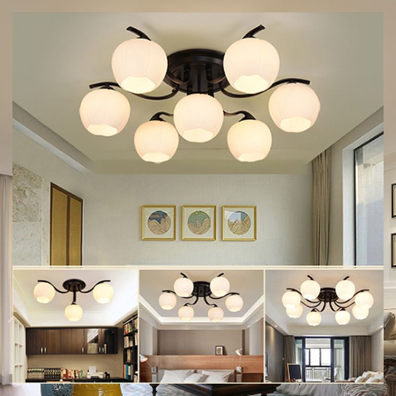 Simple Flush Mount Light Fixture Modern Ceiling Lamp with Glass Shade for Living Room