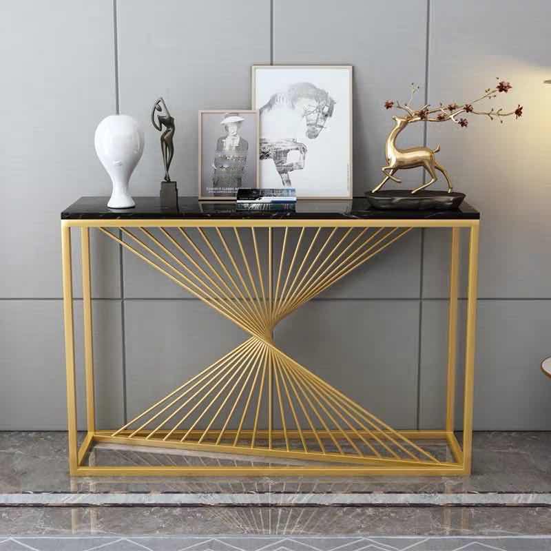 12 inch Wide Glam Console Table in White/Black Abstract Console Table