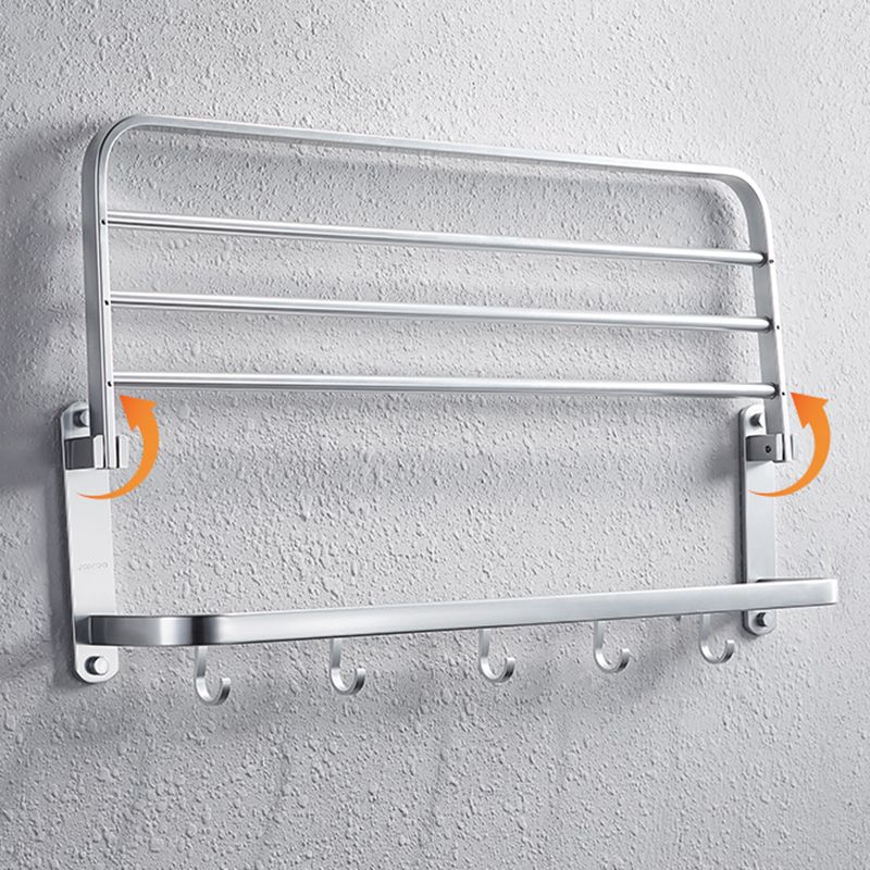 Modern Bathroom Accessory Set with Bathe Shelf/Robe Hooks/Towel Bar in Aluminum