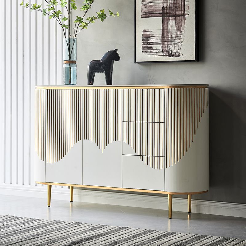 Adjustable Shelving White Sideboard Cabinet Engineered Wood Credenza