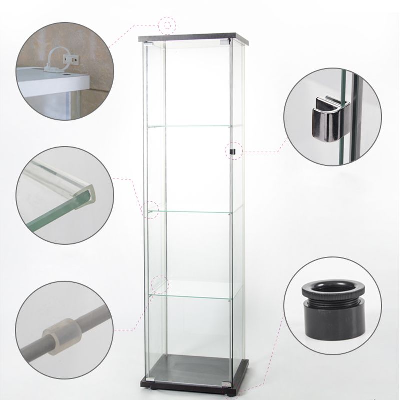 Contemporary Tempered Glass Curio Cabinet Glass Doors Display Cabinet for Bedroom