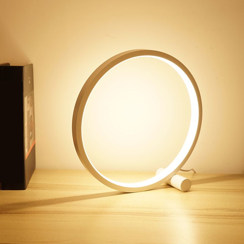 Modern Circle Shape Night Table Lamp Metal 1 Light Nightstand Lamp