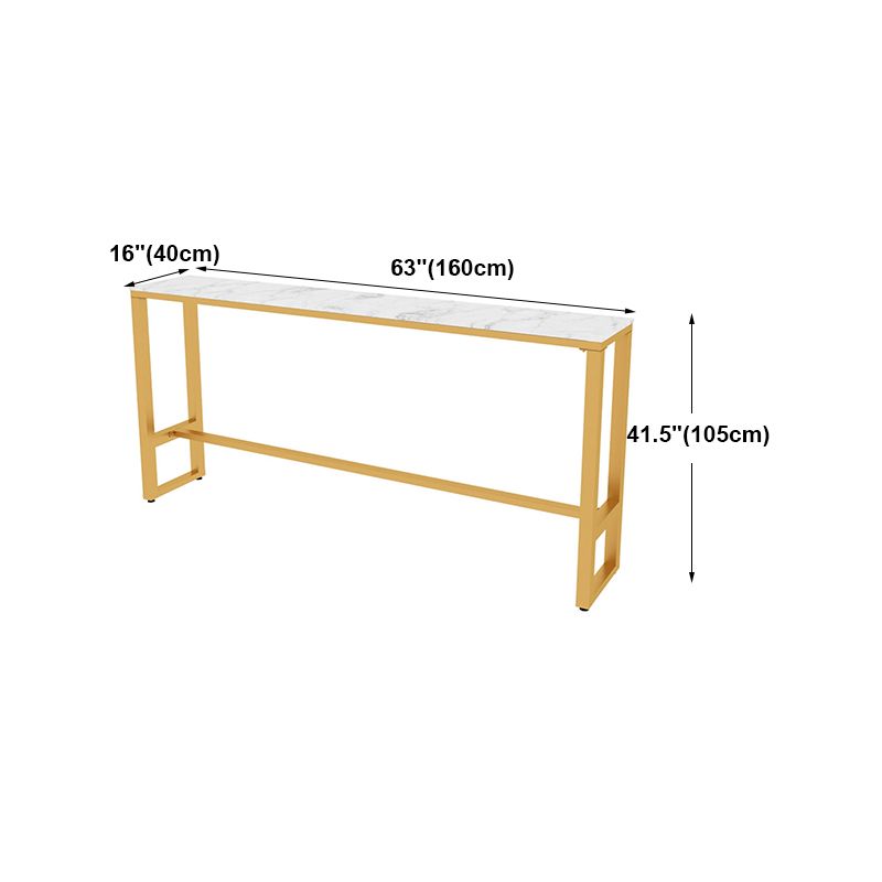 White Glam Style Bar Table in Faux Marble and Metal Living Room Simple Bar Table