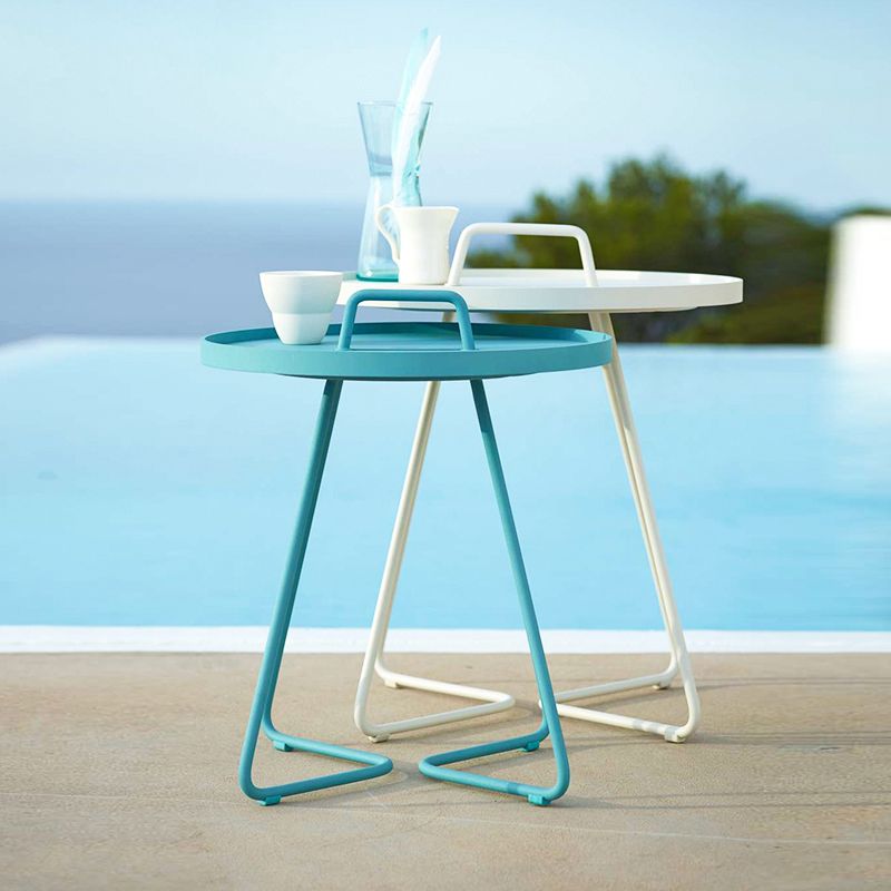 Modern Style Round Side Table Aluminum Rust Resistant Patio Table
