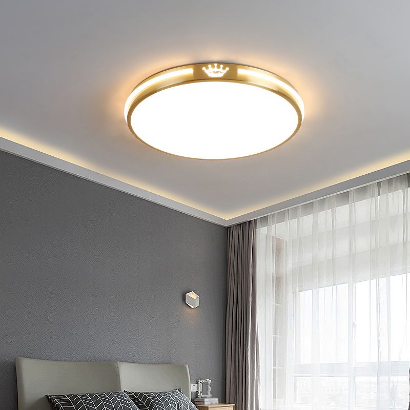 Minimalism Flush Mount Round Metal Ceiling Light Fixture for Bedroom