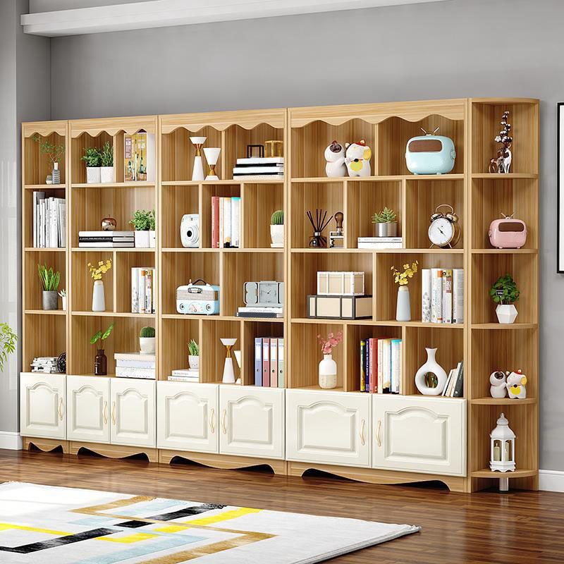 Modern Solid Engineered Bookcase White Geometric Bookshelf for Living Room