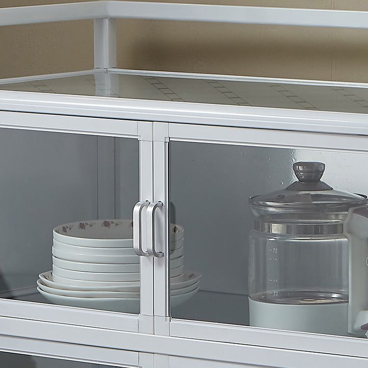 Contemporary Metal Sideboard Glass Buffet Table for Living Room