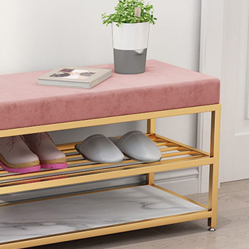 Modern Entryway Bench Upholstery Fill Foam Bench with Shelves