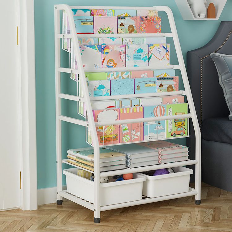 Scandinavian Metal Book Shelf Freestanding Book Display in White