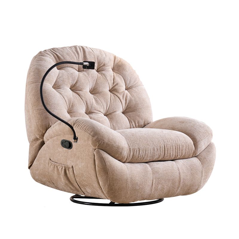 Metal Frame Swivel Rocker Standard Recliner Solid Color Recliner Chair with Tufted Back