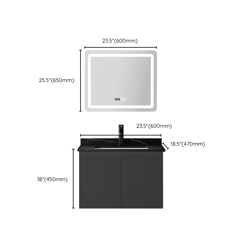 Contemporary Bathroom Sink Cabinet Wall-Mounted Mirror Cabinet Vanity Cabinet in Black