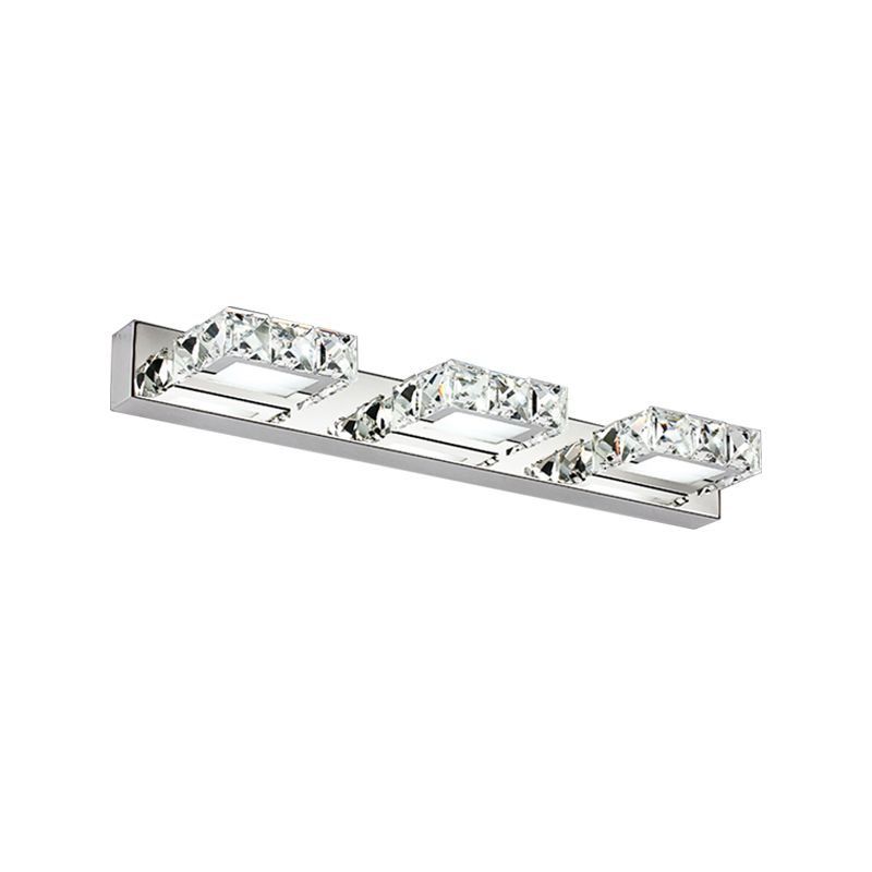 Moderno de maquillaje de cristal espejo ligero de acero inoxidable accesorio de lámpara de espejo de acero inoxidable para baño