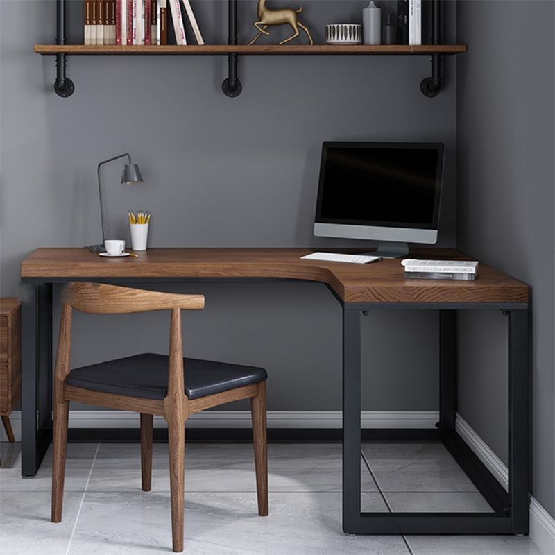 Solid Wood Writing Desk Industrial L-Shaped Task Desk for Home Office