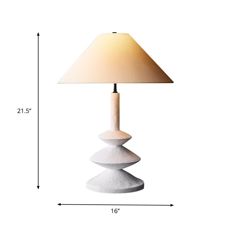 3 Tiers Resin Table Light Modern Novelty 1-Light White Nightstand Lamp with Wide Flare Shade