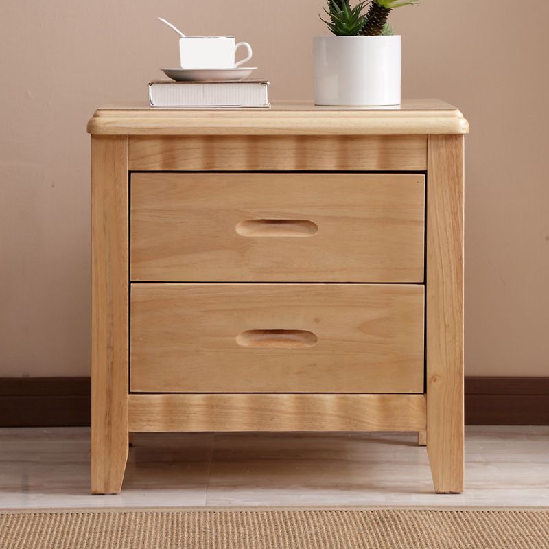 Contemporary Nightstand Solid Wood Bedside Cabinet with Drawers