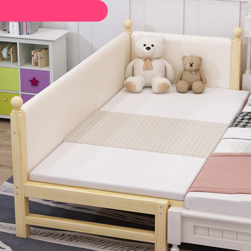 Solid Wood  Baby Crib Modern Light Wood Nursery Bed with Guardrail