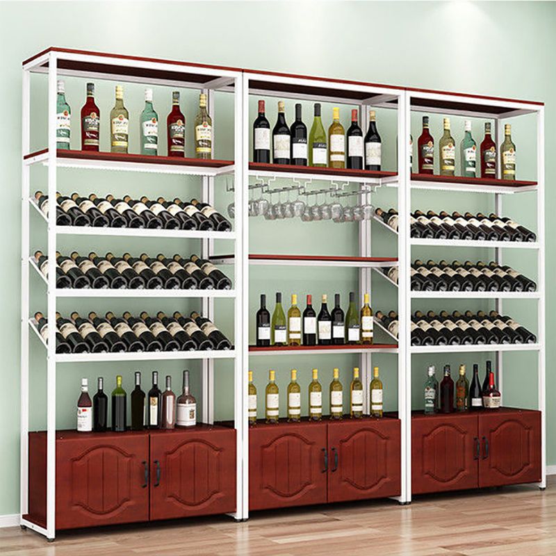 Freestanding Mid-Century Modern Wine Holder Wood and Metal Wine Jail Manufactured Wood