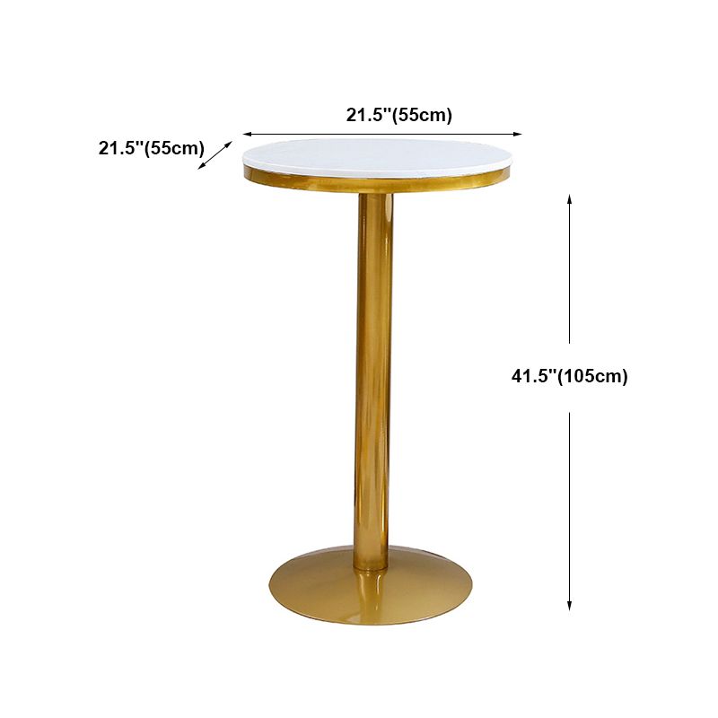 Glam Marble Counter Table with Round Table Top Gold Pedestal Table - 21.65'' Round