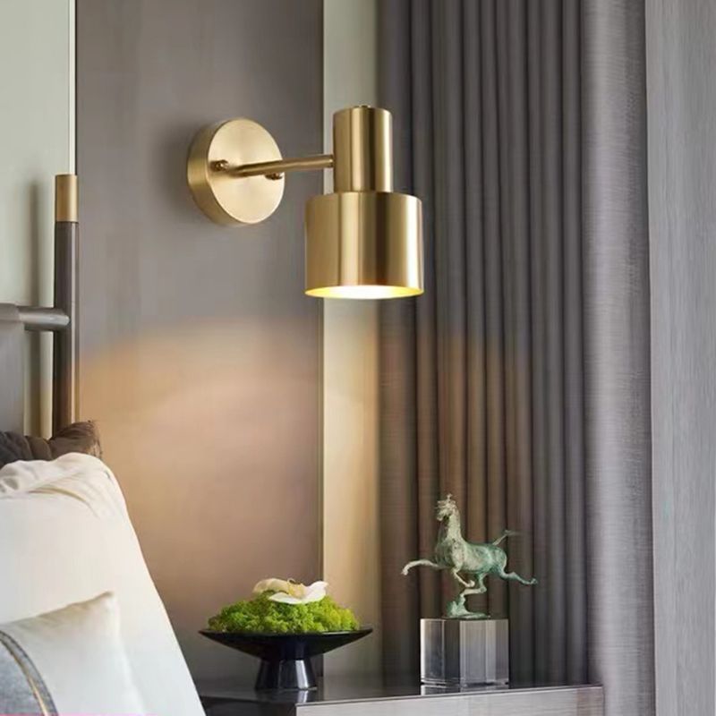 Modern Wall Sconce Cylinder Shape Vanity Lamp with Metal Shade for Bathroom