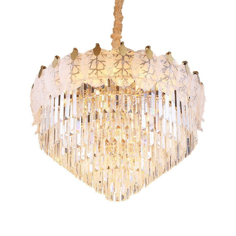 Clear Crystal Tiered Hanging Chandelier Modern 14 Lights LED Ceiling Lamp for Living Room