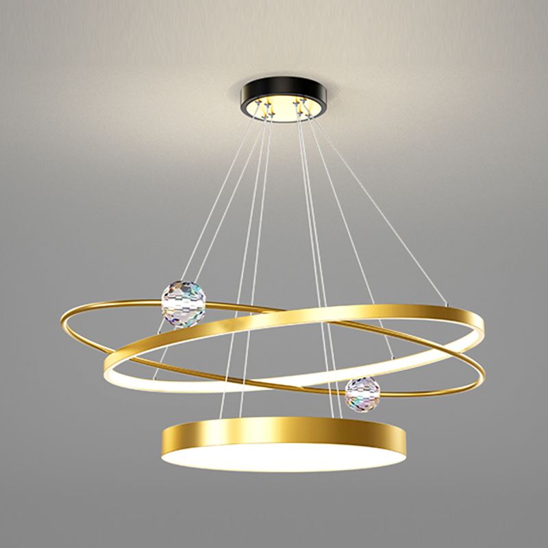 Nordic Circle Chandelier Metal Layered LED Chandelier Pendant for Restaurant