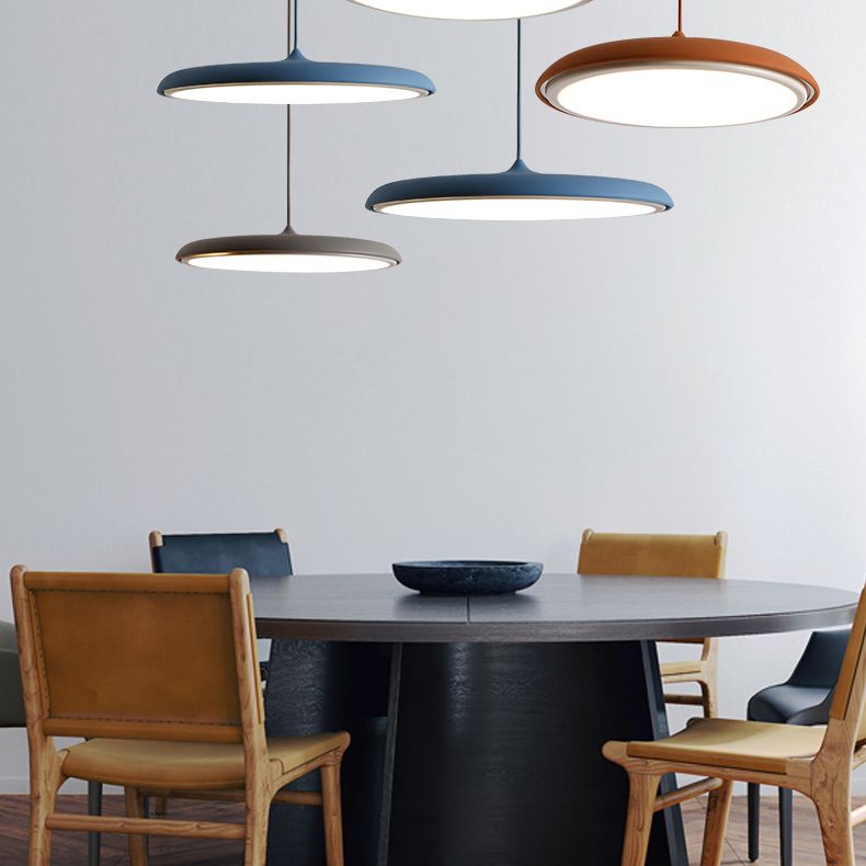 Dinning Room LED Hanging Light Kit Simplicity Ceiling Pendant Lamp with Disc Metal Shade