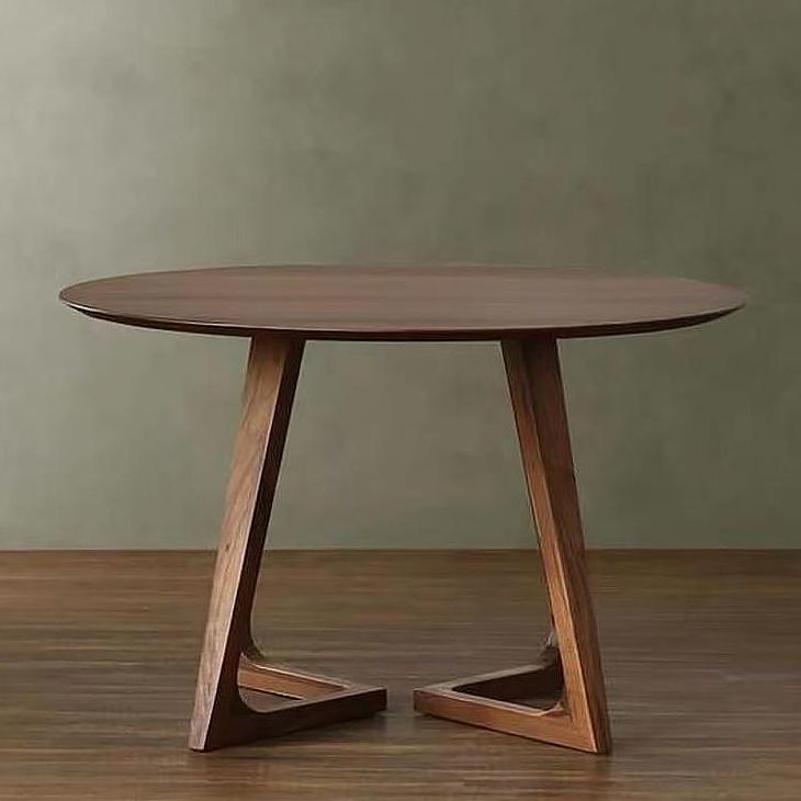 Modern Round Shape Solid Wood Dining Table Kitchen Standard Dining Table with Double Pedestal