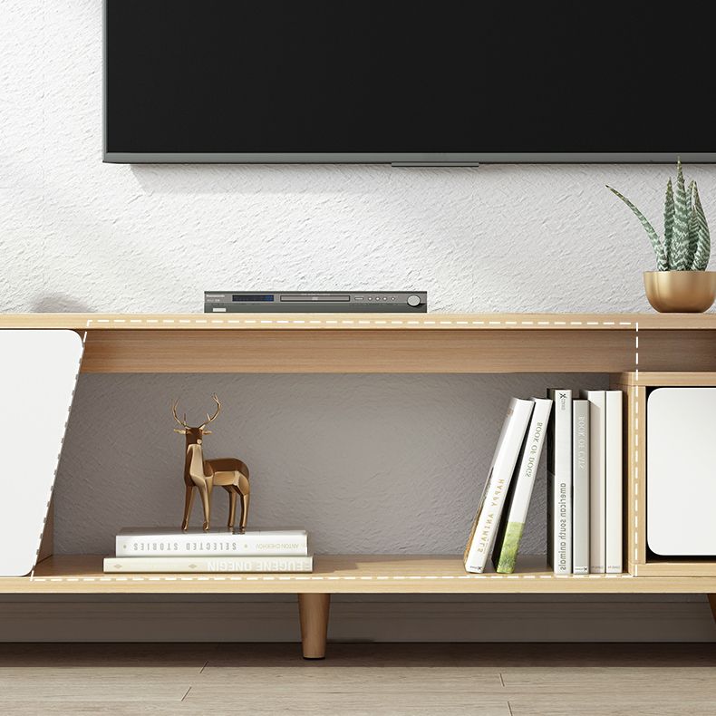 Scandinavian TV Media Stand with Drawers Engineered Wood TV Stand