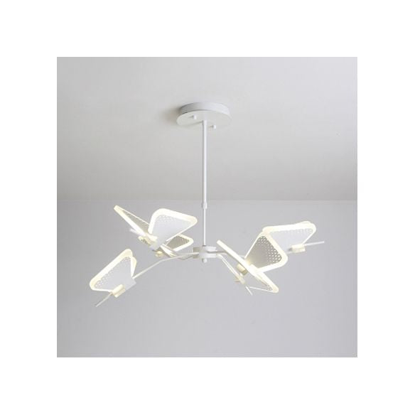 3/6/8 Lights Bedroom Chandelier with Butterfly Acrylic Shade Gold/White Hanging Ceiling Pendant