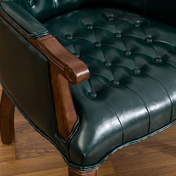 Farmhouse Faux Leather Home Arm Chair Matte Finish Solid Back Dining Chair