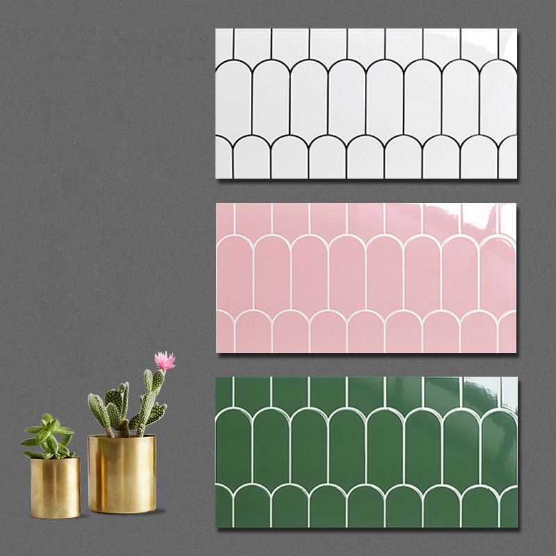 Modern Style Waterproof Wall Tile Geometric Print Straight Edge Rectangle Wall Tile