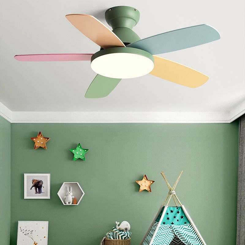 Ceiling Fan Light Metal Kids Style LED Ceiling Flush Mount for Bedroom