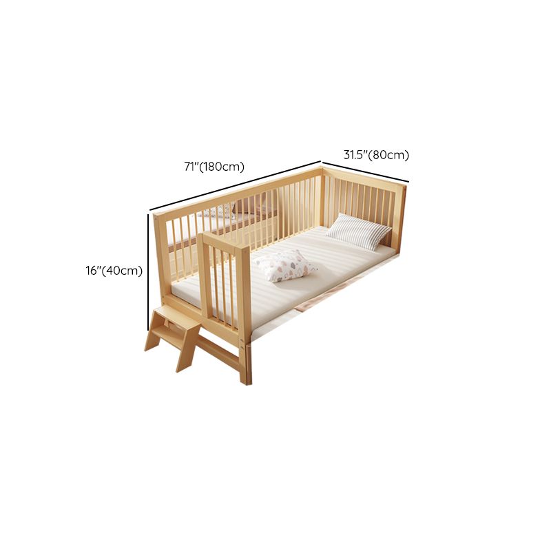 Glam Nursery Bed Wood with Guardrail Washed Natural Baby Crib