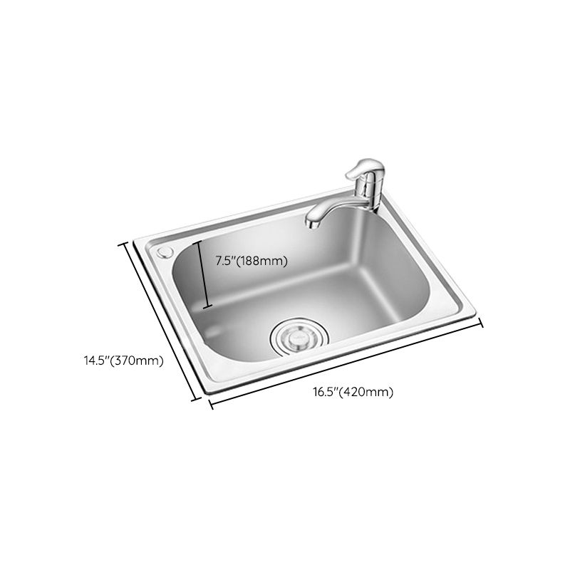 Stainless Steel Sink Drop-In Single Bowl Kitchen Sink with Basket Strainer