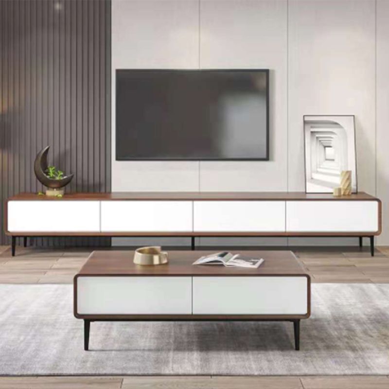 Contemporary Style TV Stand Enclosed Storage TV Console with Drawers