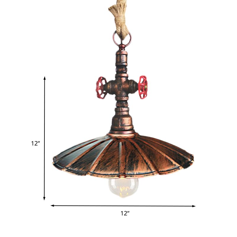 Rust 1 illuminazione appesa alla luce industriale in metallo smerlato lampada a sospensione con cavo di corda nodi