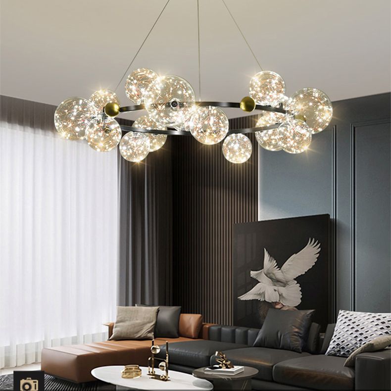 Modern Pendant Chandelier Circular Chandelier Hanging Light Glass Globe Chandelier