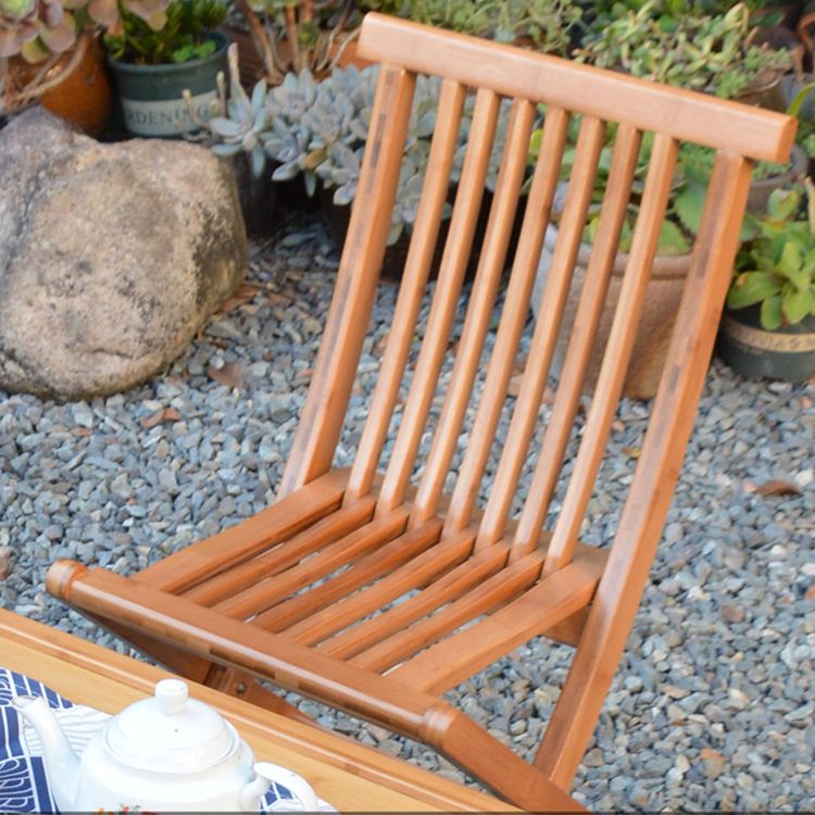 Brown and Natural Dining Side Chair Bamboo Folding Patio Dining Chair