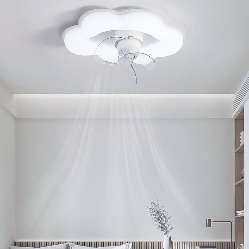 3-Blade Modernism Ceiling Fan White LED Fan with Light for Dining Room