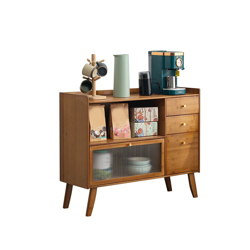 Modern Style Open Storage Buffet Stand Brown Engineered Wood Buffet Sideboard