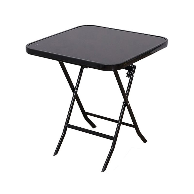 Black/Clear Bistro Table Contemporary Table with Metal Frame