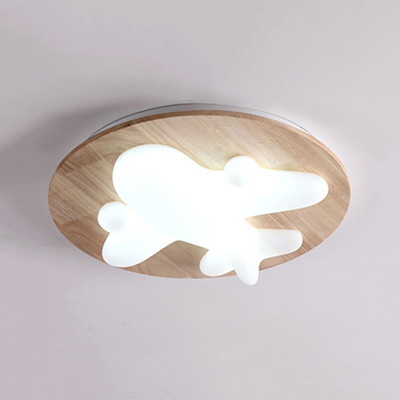 Wooden Ceiling Mount Light Modern LED Ceiling Light with Acrylic Shade for Bedroom