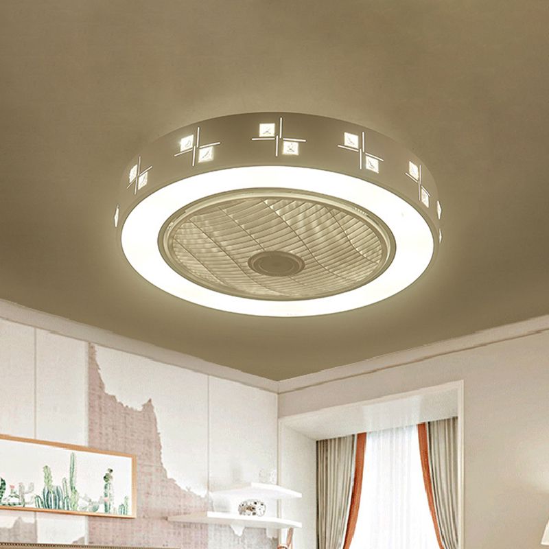 Éclairage de ventilateur linéaire / carré moderniste LED Metal Semi Flush Mount Lightture en blanc pour le salon, 21,5 "de large