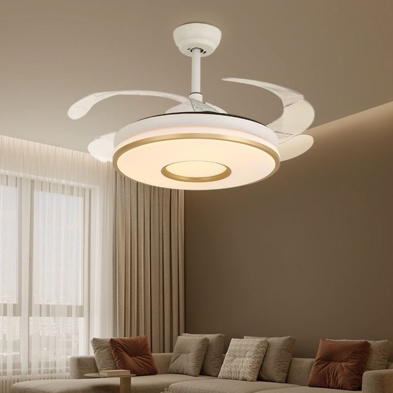 Modern Single White/Golden Ceiling Fan Lamp LED Ceiling Fan Light for Dining Room